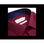 4074- Wine Pure Cotton Shirt with Navy Contrast