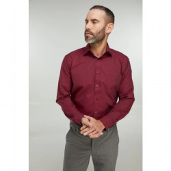 4074- Wine Pure Cotton Shirt with Navy Contrast