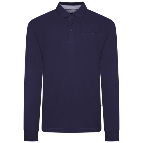 5508 - Pique Polo With Jacquard Collar/Cuffs Navy