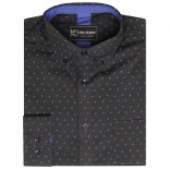 6297 - Dobby Print Shirt Black/Blue