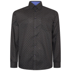 6297 - Dobby Print Shirt Black/Blue