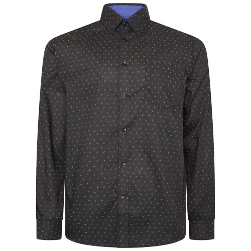 6297 - Dobby Print Shirt Black/Blue