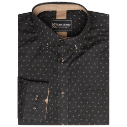 6297 - Dobby Print Shirt Black/Gold