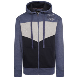 7070 - Panelled Hoody with Emb Blue