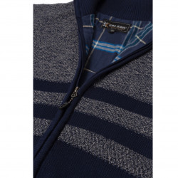 KBS84 Fleece lined knitted cardigan NAVY