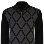 KBS88 1/4 Zip Diamond Knit Top Black