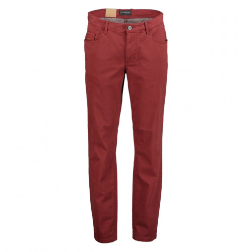 6943 - Milton 5 Pocket Chino Silk Feel Dark Red