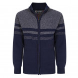 KBS84 Fleece lined knitted cardigan NAVY