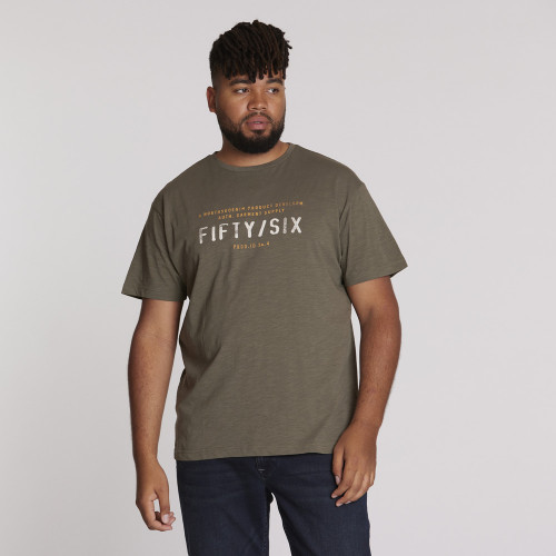 31325 North 56Denim printed t-shirt Olive Green