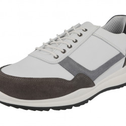 Benedict - Wide Fit Lace Up Trainer White/Grey