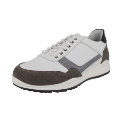 Benedict - Wide Fit Lace Up Trainer White/Grey