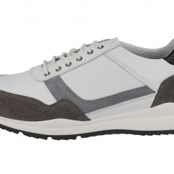 Benedict - Wide Fit Lace Up Trainer White/Grey