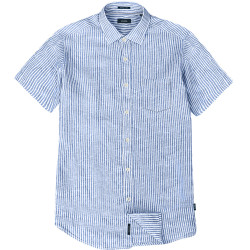 GS-594S Linen Mix S/S Striped Shirt CC BLUE WHITE