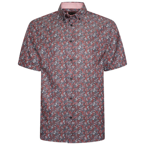 KBSP034 Premium Floral Print Shirt BURGUNDY