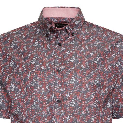 KBSP034 Premium Floral Print Shirt BURGUNDY