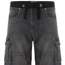 DITO - Rib Elastic Denim Cargo Bermuda Charcoal