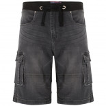 DITO - Rib Elastic Denim Cargo Bermuda Charcoal