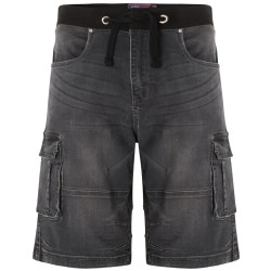 DITO - Rib Elastic Denim Cargo Bermuda Charcoal