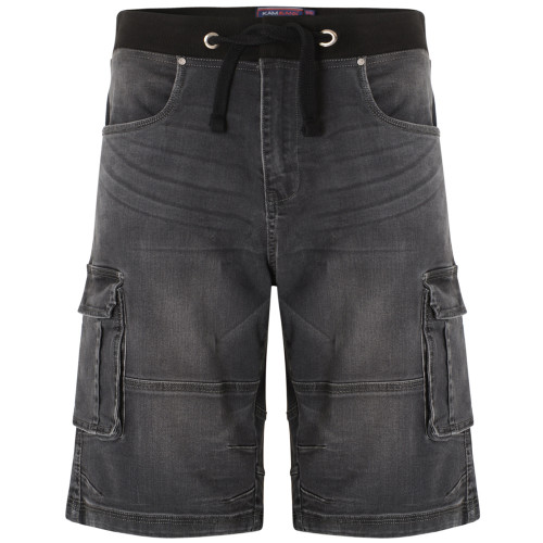 DITO - Rib Elastic Denim Cargo Bermuda Charcoal