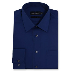 Double Two easy care Plain Office Shirt Navy Blue