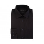 Double Two easy care Plain Office Shirt Black