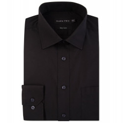 Double Two easy care Plain Office Shirt Black