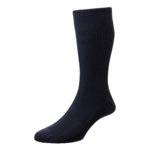 HJ Hall Cotton Extra Wide Sock Navy