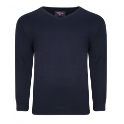 031 - Espionage Plain V-Neck Pullover Navy