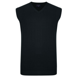 032 - Espionage Plain V-Neck Sleeveless Pullover Black