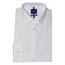 Double Two Cotton Rich Plain Office Shirt White